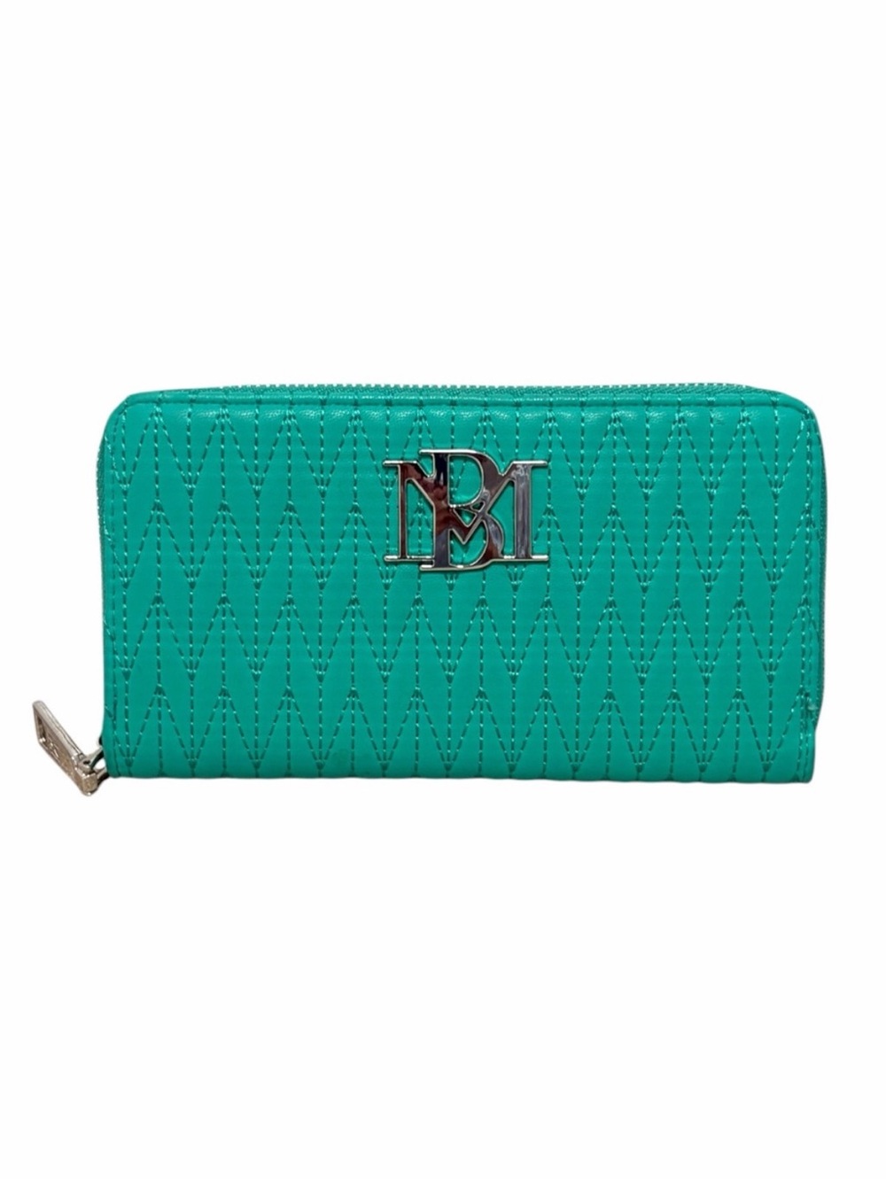 Badgely Mischka  Quilted Zip Wallet with Silver Logo